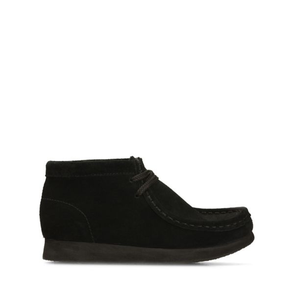 Clarks Boys Wallabee Boot Casual Shoes Black | CA-159873